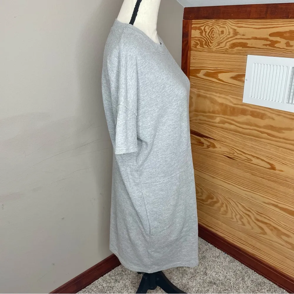 Terry Short Sleeve Sweatshirt Mini Dress in Heather Smoke Grey Small - Image 4