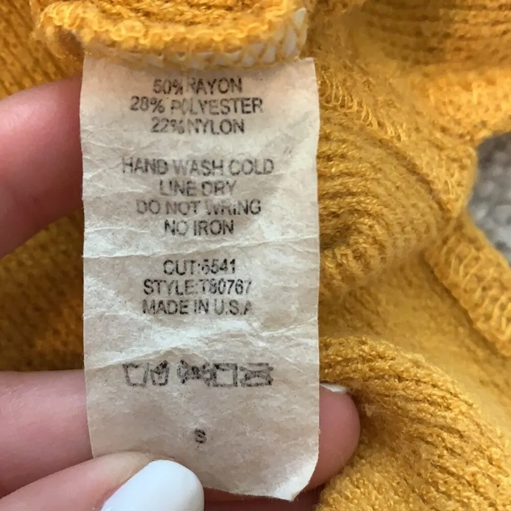 Honeyme Oversized Yellow Mustard Knit Sweater Sz S - Image 6