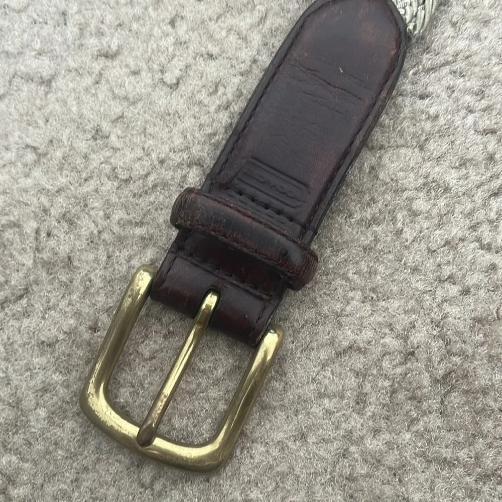 Vintage COACH Belt Genuine Leather & Canvas Men’s Belt 3771 Tan Size 38 - Image 2