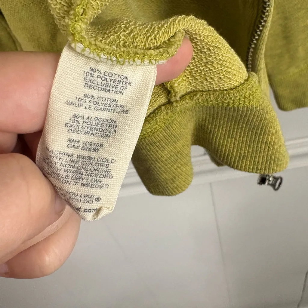 Life is Good Floral Embroidered Zip Up Green/Yellow Hoodie Size Medium Boho - Image 7