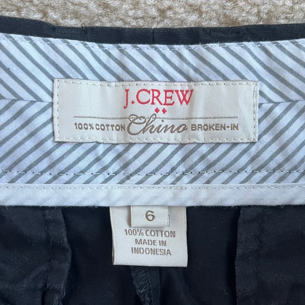 J. Crew Factory Cotton Chino Broken-In Shorts in Black Women’s Size 6 - Image 4