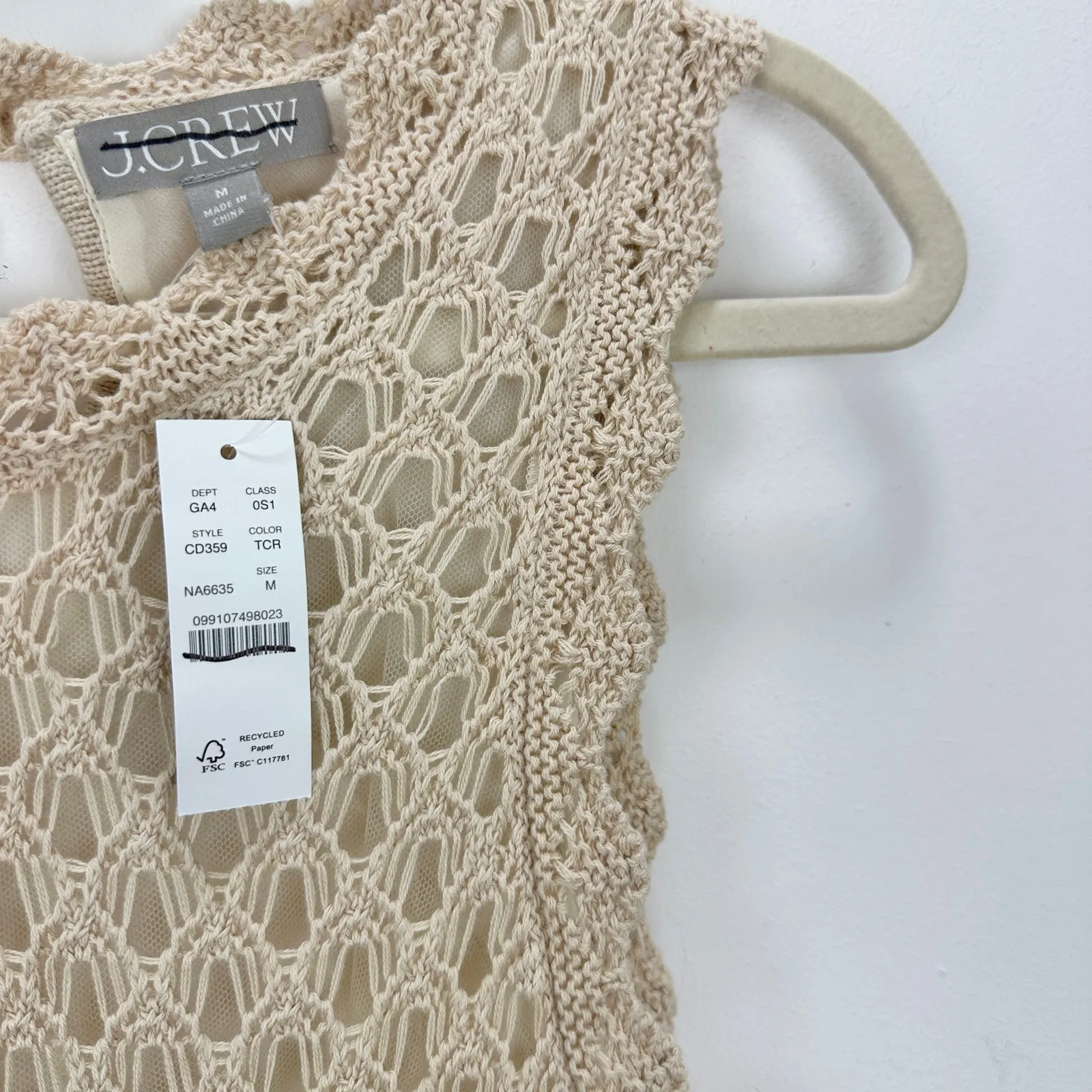 J.Crew Pointelle Sleeveless Sweater Dress Natural Beige Resort Boho Medium NWT - Image 8