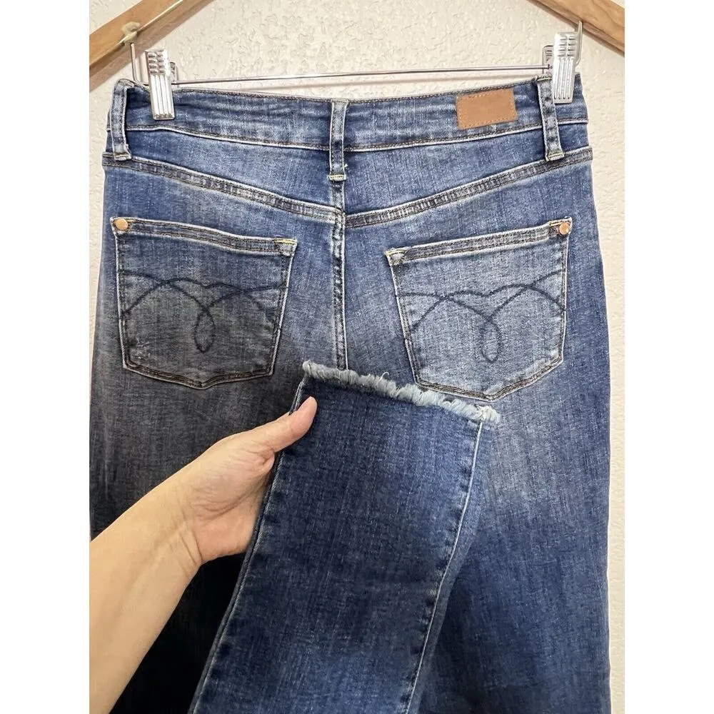 Judy Blue Jeans Women Sz 7 / 28 Boyfriend Fit Cut Off Bottoms JB88541 High Waist - Image 13