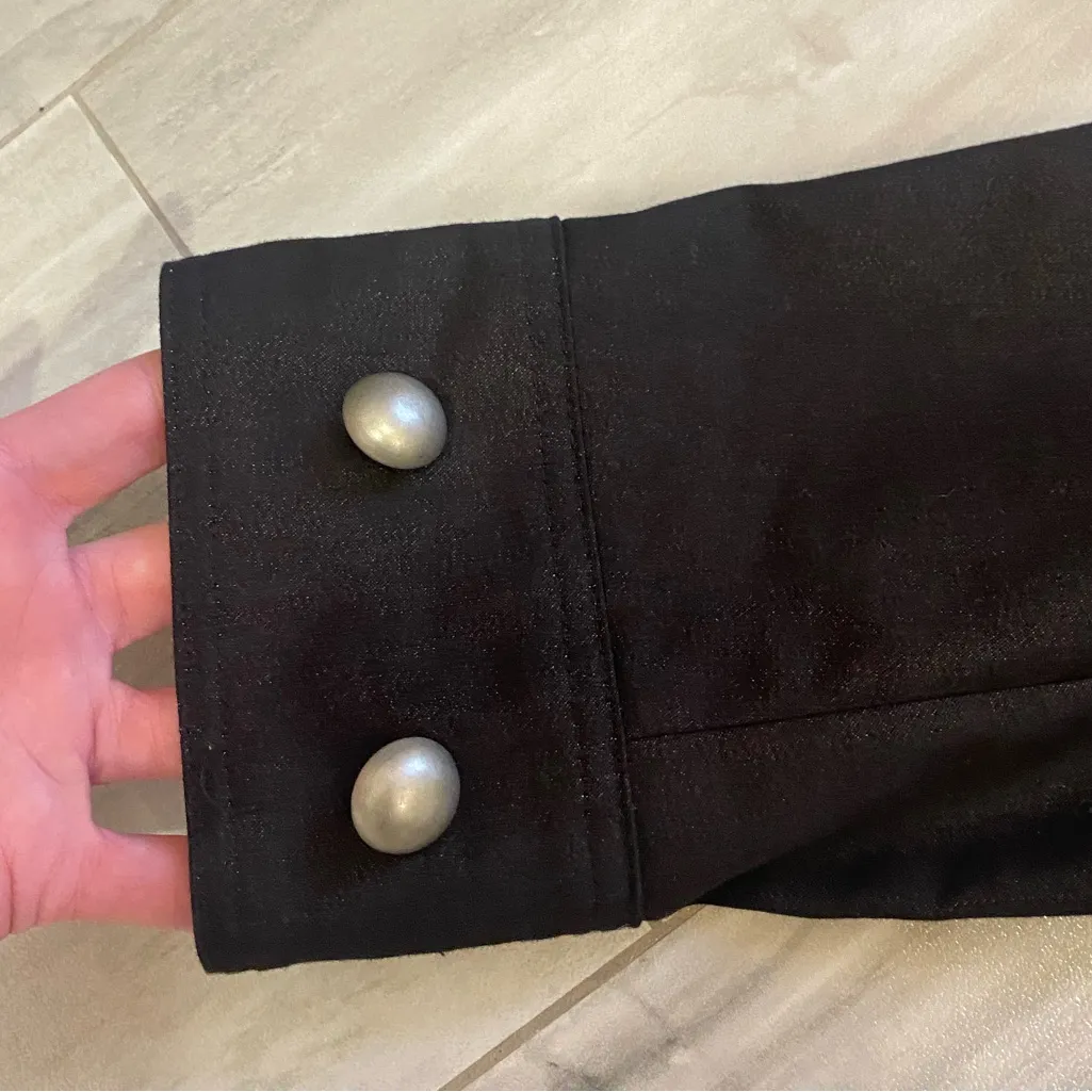 John Paul Richard Black Open Jacket with Decorative Buttons and Ruffles, Medium - Image 6