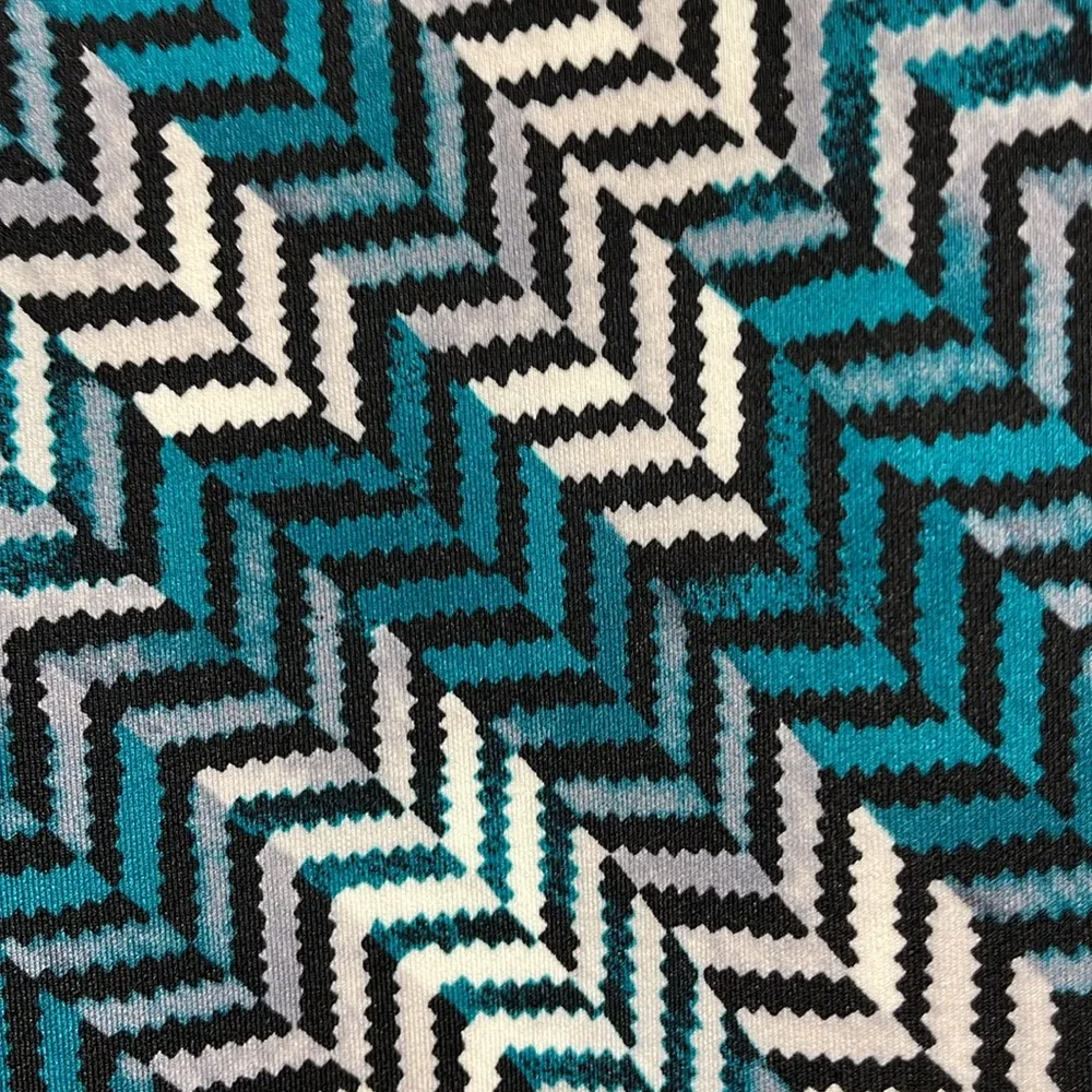 White House Black Market Turquoise Chevron Print Cap Short Sleeve Dress - Image 5