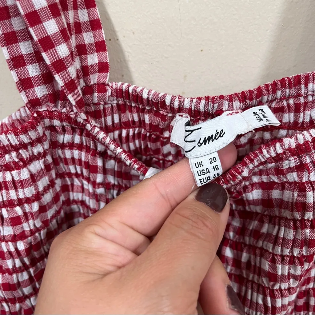 Esmee Exclusive by ASOS gingham tiered maxi beach dress in cherry red NWTsize 16 - Image 4