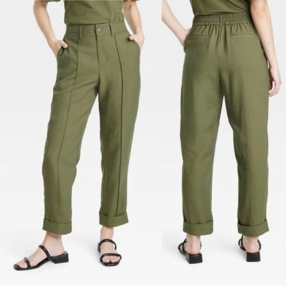 A New Day High-Rise Slim Fit Effortless Pintuck Ankle Pants in Olive - 4 - Image 2