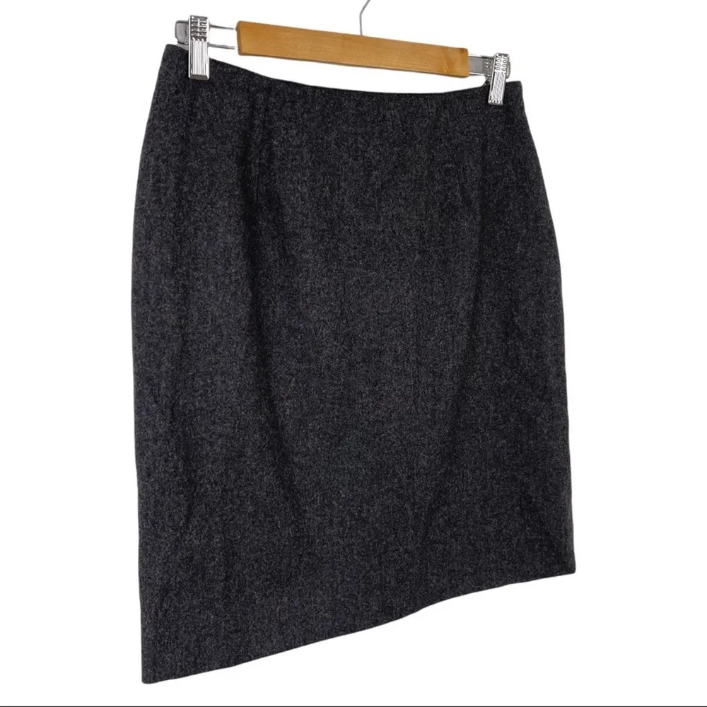 Ralph Lauren Charcoal Gray 100% Wool Mini Pencil Skirt Lined Side Zipper Size 10 - Image 2