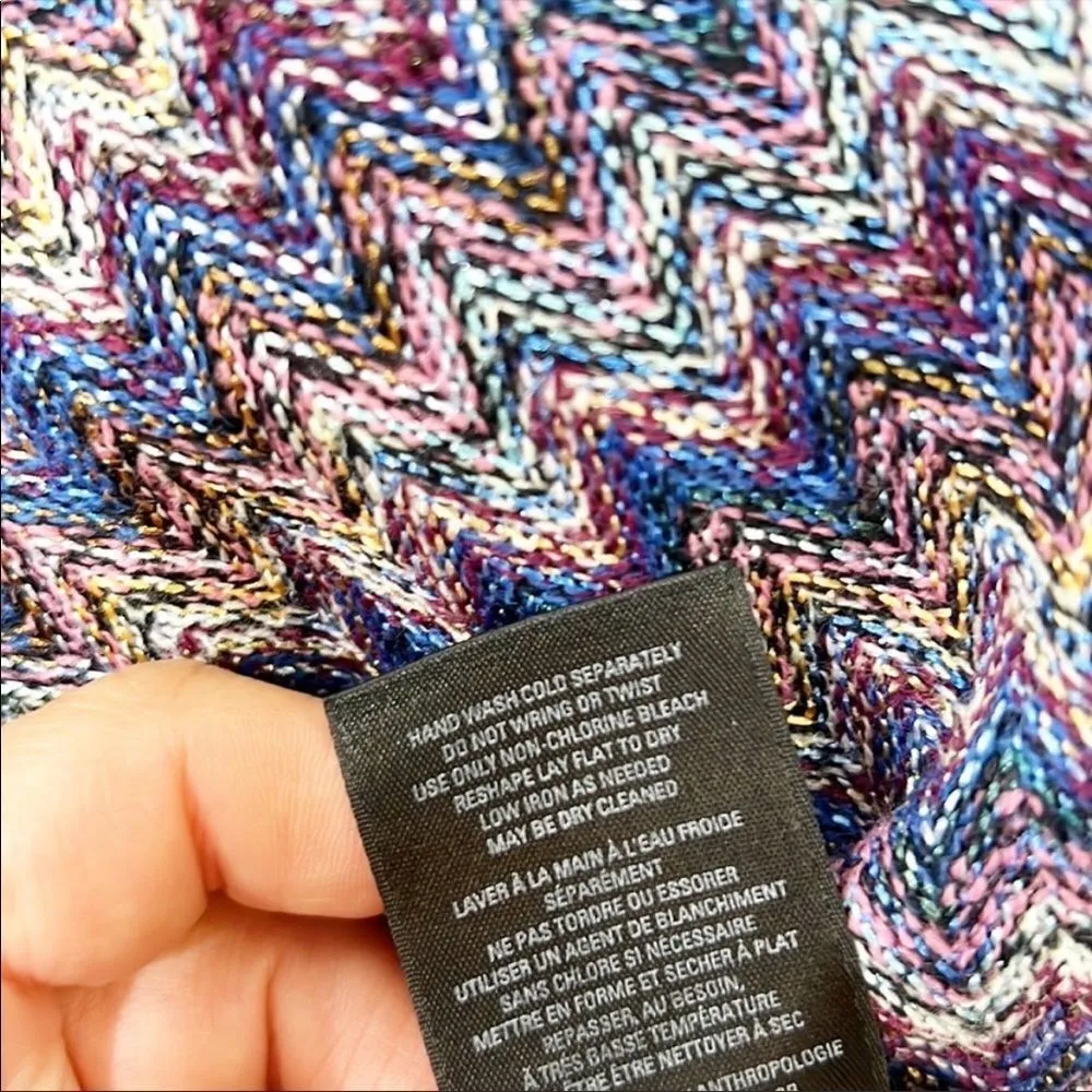 Anthro Maeve westwater chevron knit v neck dress xs - Image 9