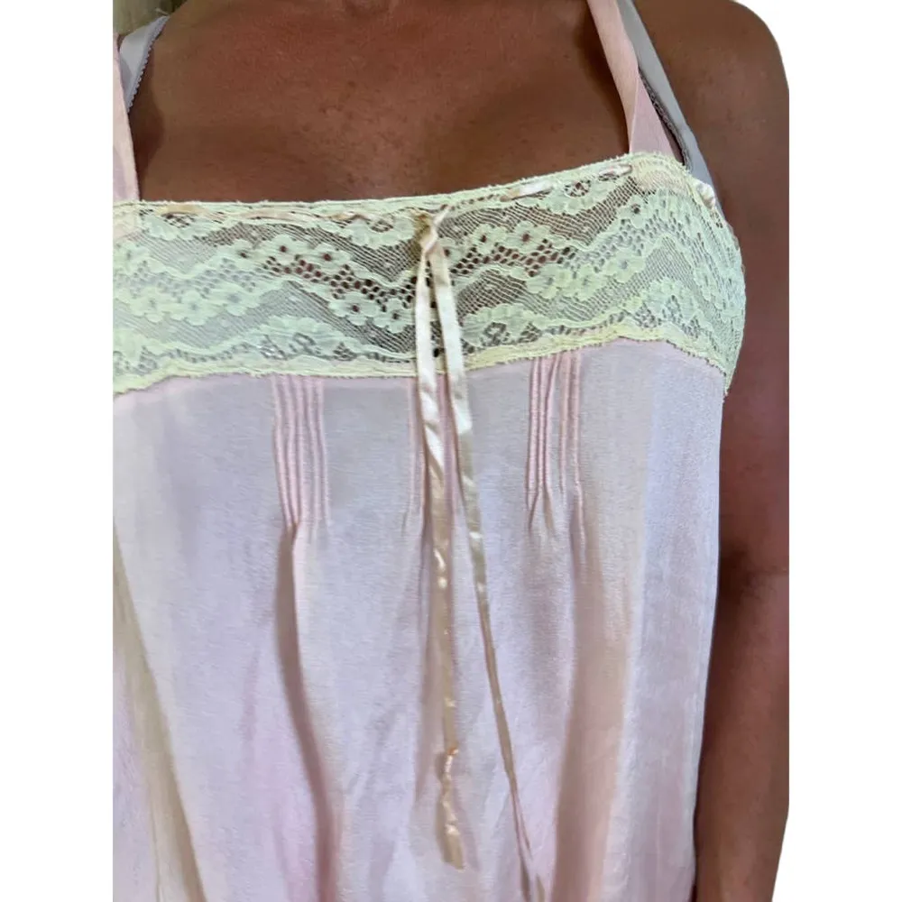 Antique Pink  Silk Vintage 1920s Teddy Playsuit  Women S/M Embroidery Lace - Image 4