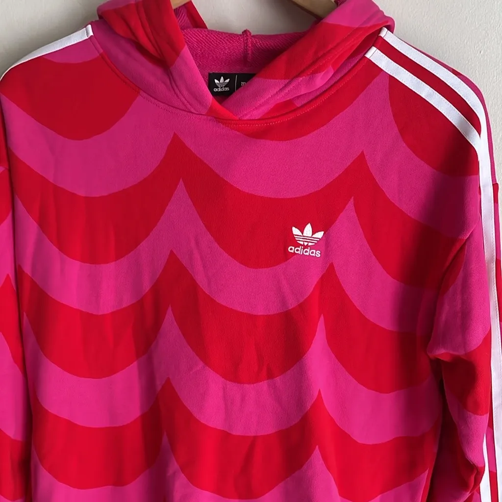 Adidas Women's Originals X Marimekko Hoodie In Vivid Red/team Real Magenta Red Size XS - Image 3