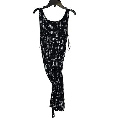 Ann Taylor Loft Petites‎ Womens Tank Dress Size 0P Black Gray Stretch Waist Tie - Image 7