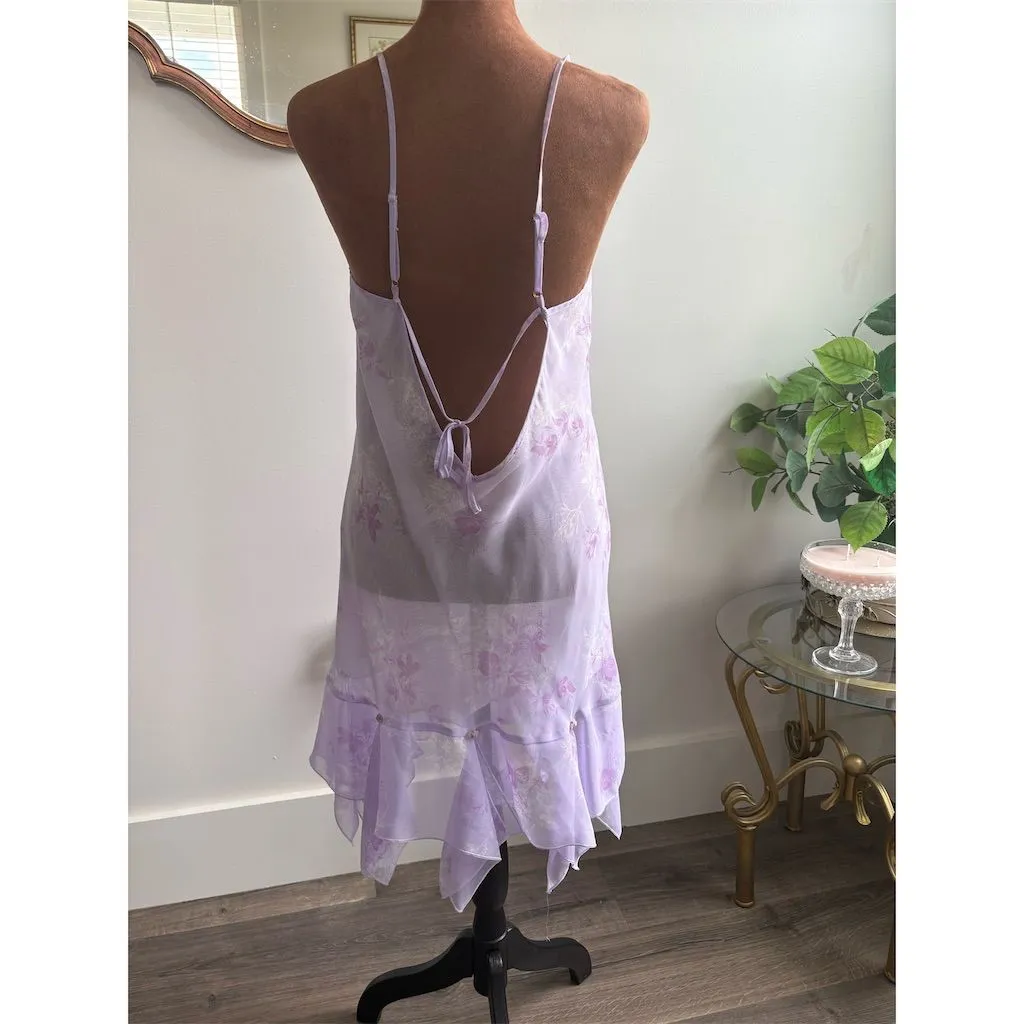 Halston Women's XL Purple‎ Floral Asymmetrical babydoll nightie Purple - Image 3