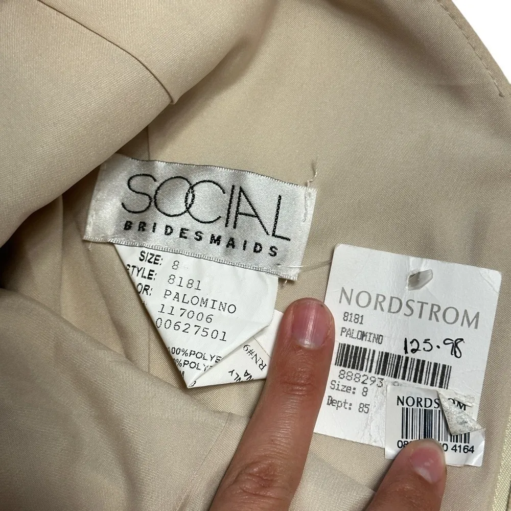 Social Bridesmaid Nordstrom Palomino Beige Sleeveless Gown US 8 - Image 6