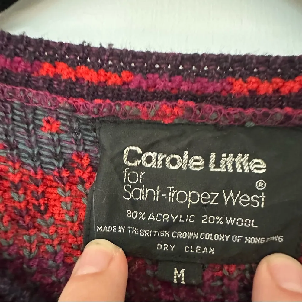 Carole Little for Saint-Tropez West Vintage Floral Wool Blend Sweater Medium - Image 4