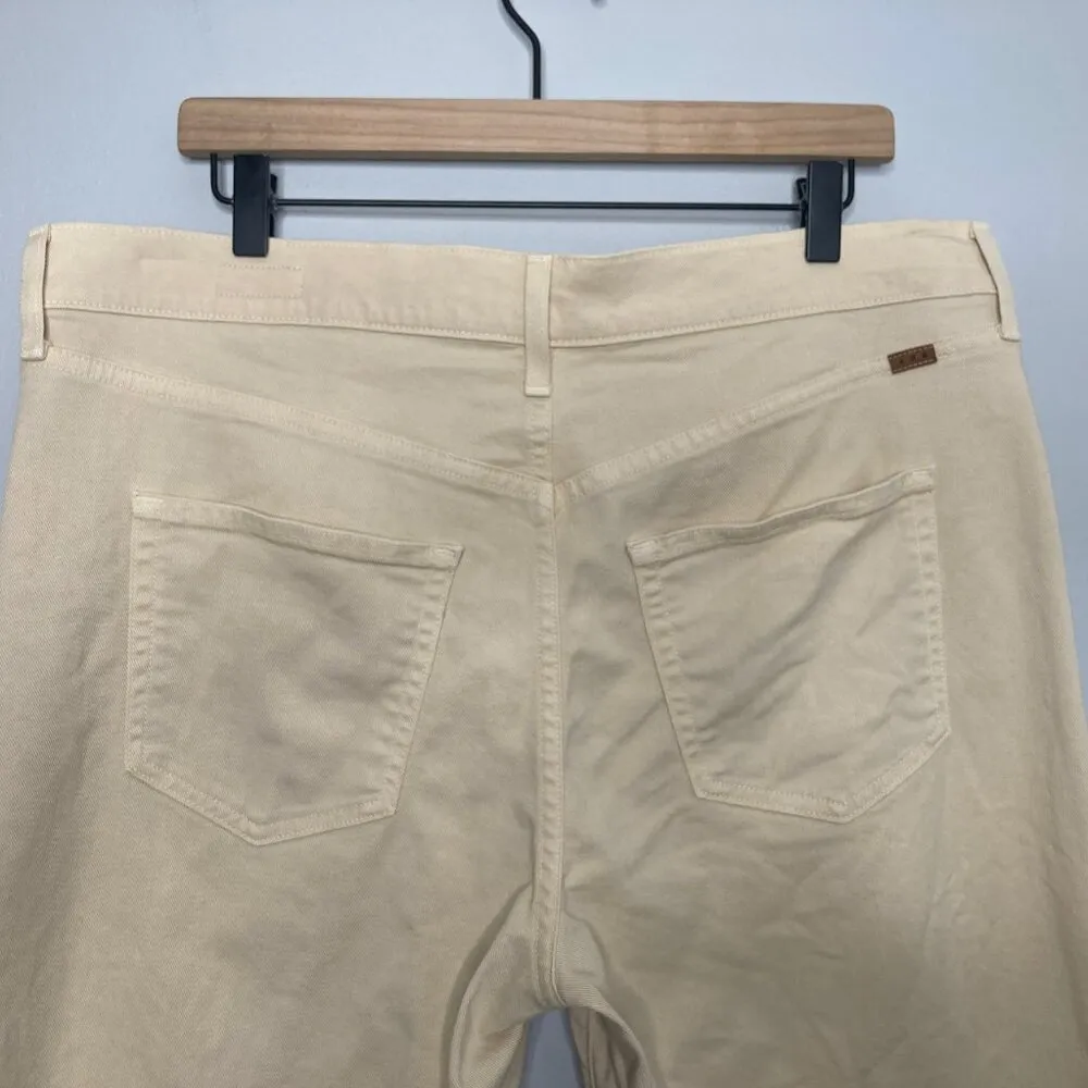 Jeans Women 33 Cream The Beat Drop Barrel Leg Straw Hat Coastal Quiet Luxury - Image 6