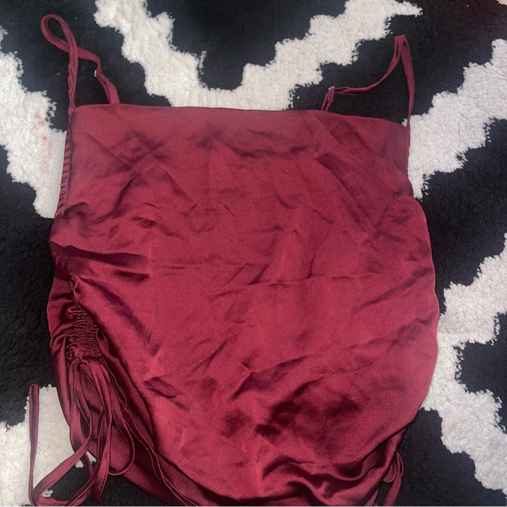 Women's Burgundy Satin top - Image 5