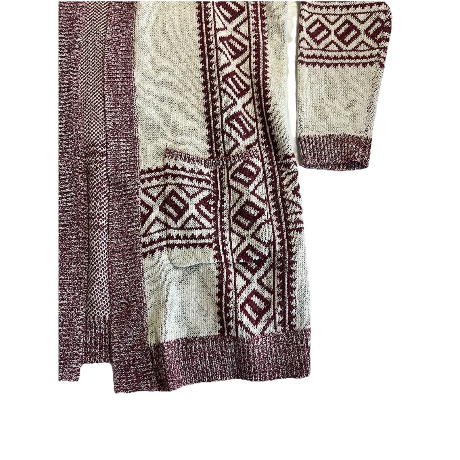 NWT Heimish Women's Open Front Cardigan Sweater 1/2X Cream / Red Southwest Aztec - Image 7
