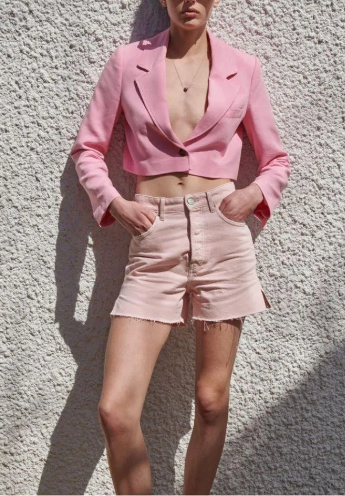 Zara | Pink High Rise Denim Shorts - Image 7
