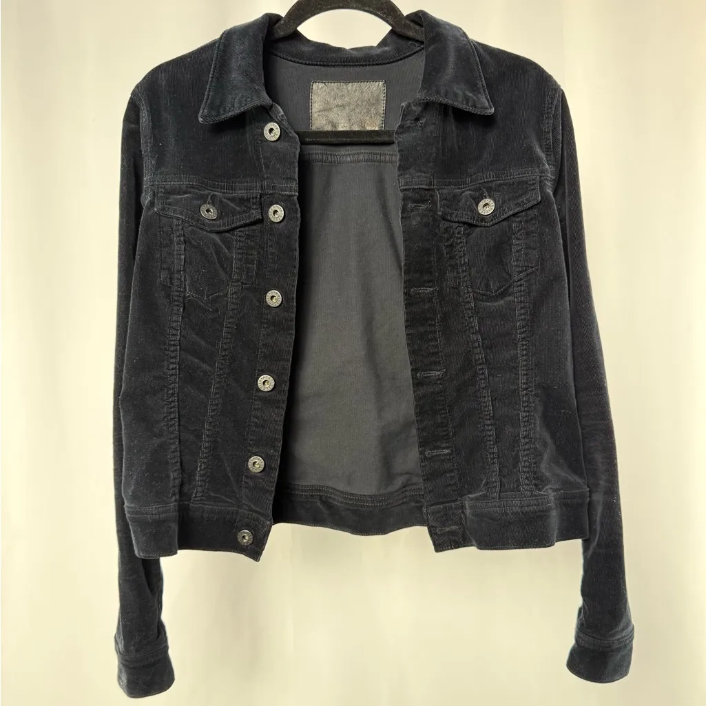 AG Adriano Goldschmied Corduroy Jacket in Black Size Medium‎ - Image 2