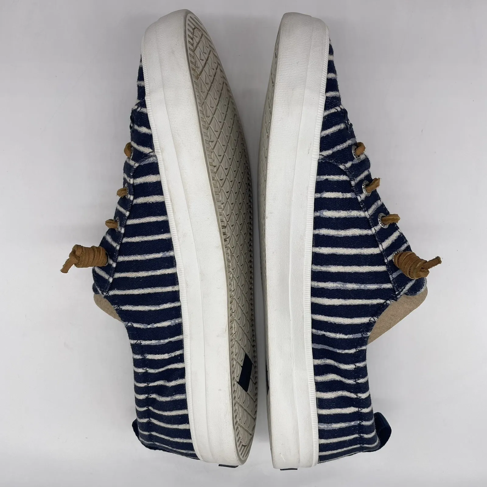 Sperry Womens 10 Shoes Top Sider Boat Sneaker White & Navy Stripe Beach Nautical - Image 4