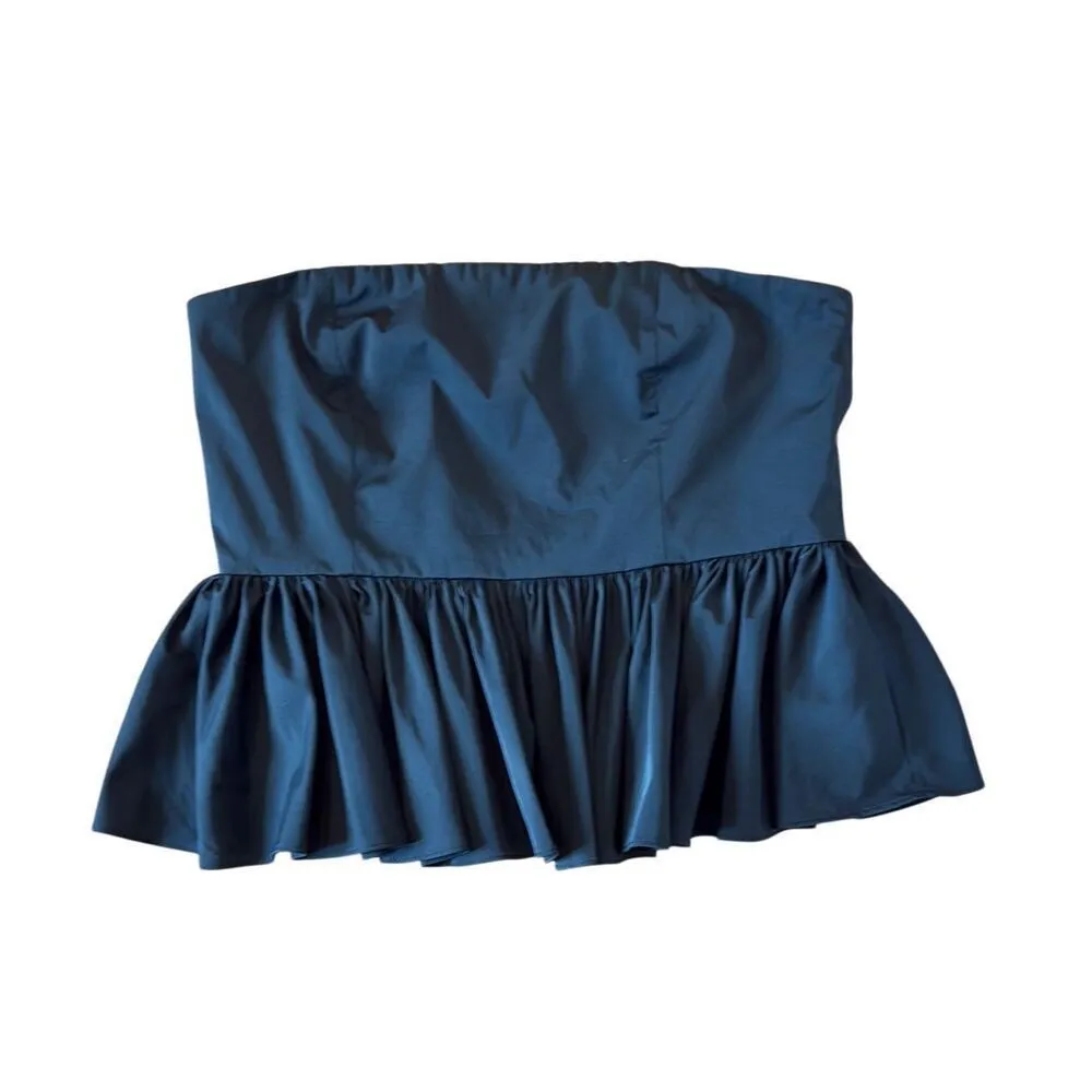 J.Crew strapless black taffeta peplum top size 6 Black - Image 3