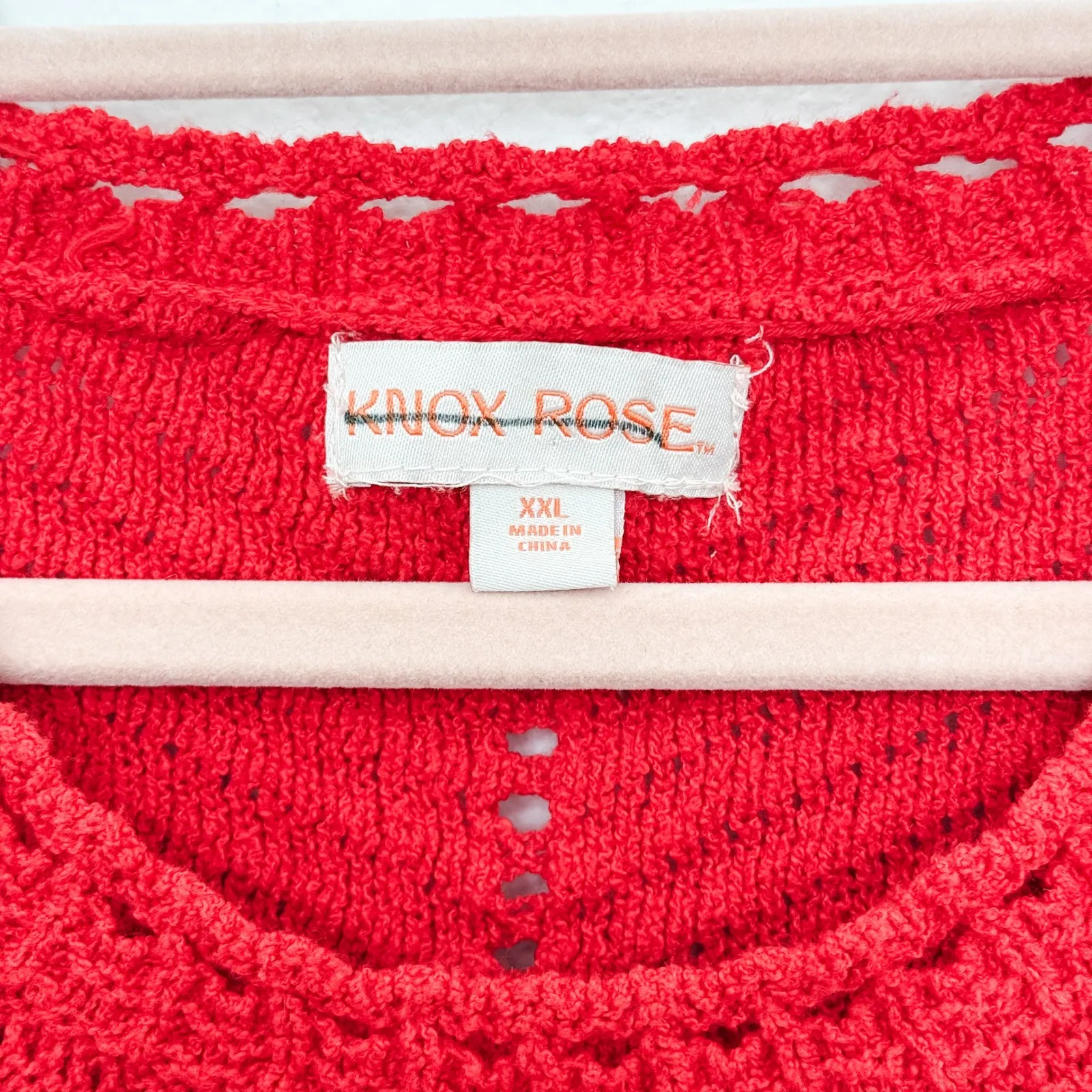Knox Rose Womens Crochet‎ Sweater Size XXL Red Puff Sleeve Holiday Cozy Cottage - Image 6