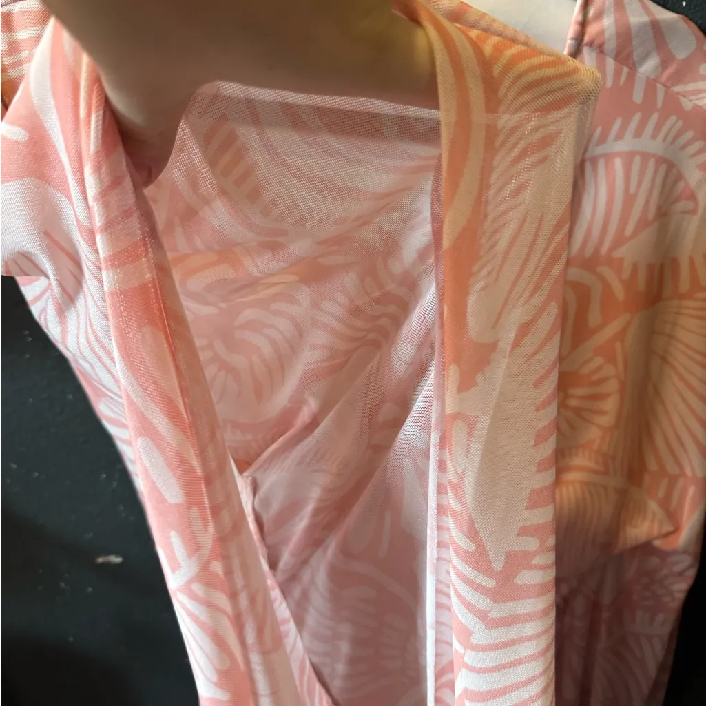 Women’s Fairhope Coral Cream Patterned Blouse Pink Size 2X - Image 2