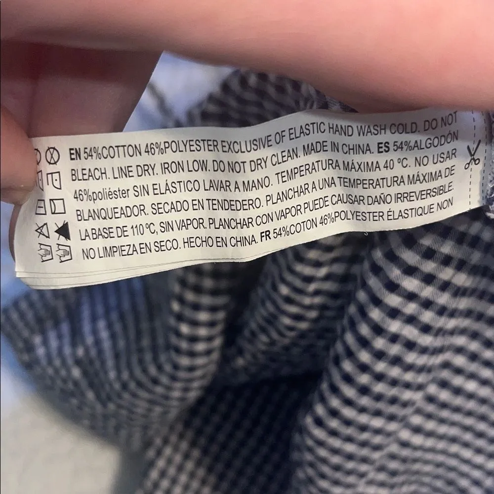 Forever 21 Blue Gingham Off-Shoulder halter Blouse navy and white fall plaid - Image 6