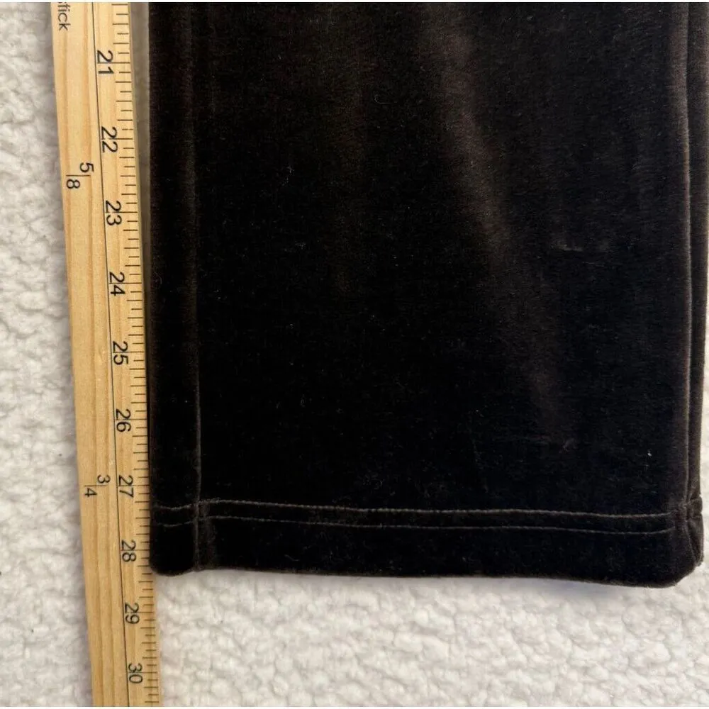 Lauren Ralph Lauren Brown Velvet Pullon Pants Women Stretch Straight Leg Size PS - Image 5