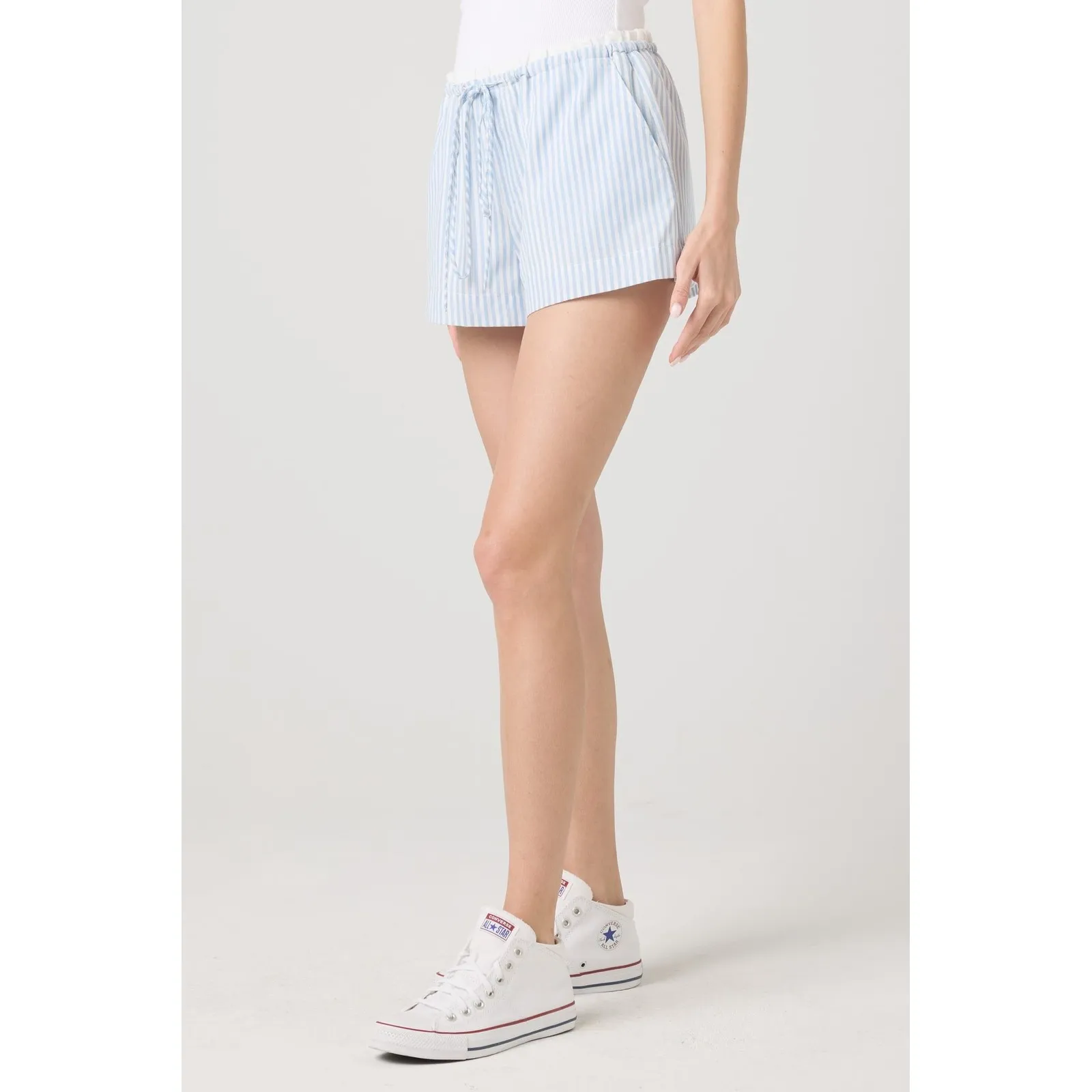 BLANKNYC Striped Lounge Shorts Women's XS Blue White Drawstring Waist - Image 3