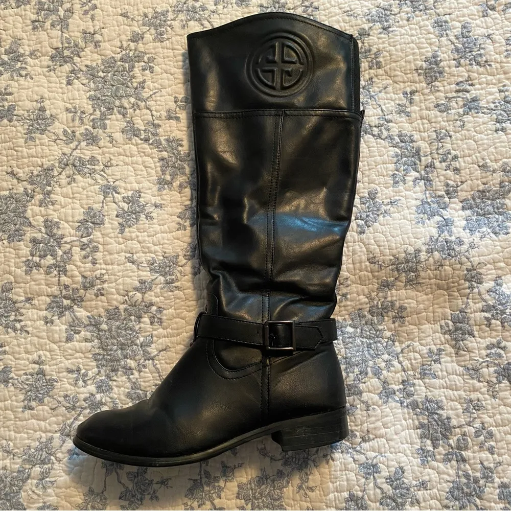 Pierre Dumas Black Faux Leather Riding Boot Size 7.5 - Image 2