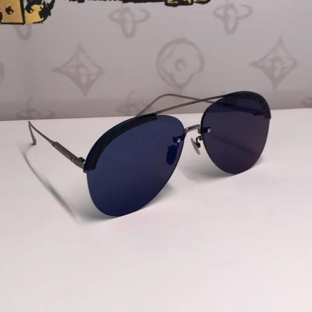 New Authentic Bottega Veneta BV0242S 003 Sunglasses – Blue Pilot Aviator - Image 6