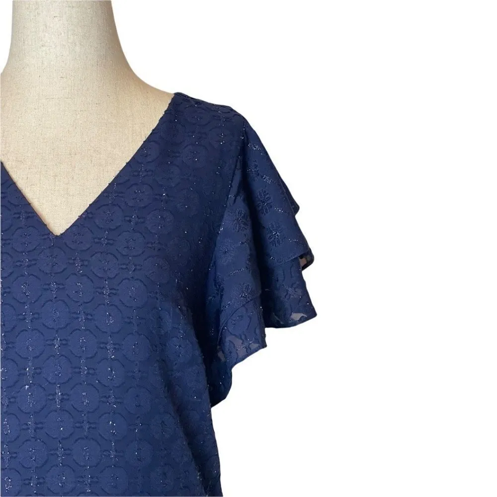 Lilly Pulitzer True Navy Tanzanian Flounce Sleeve Sheath Dress Size 00‎ - Image 5