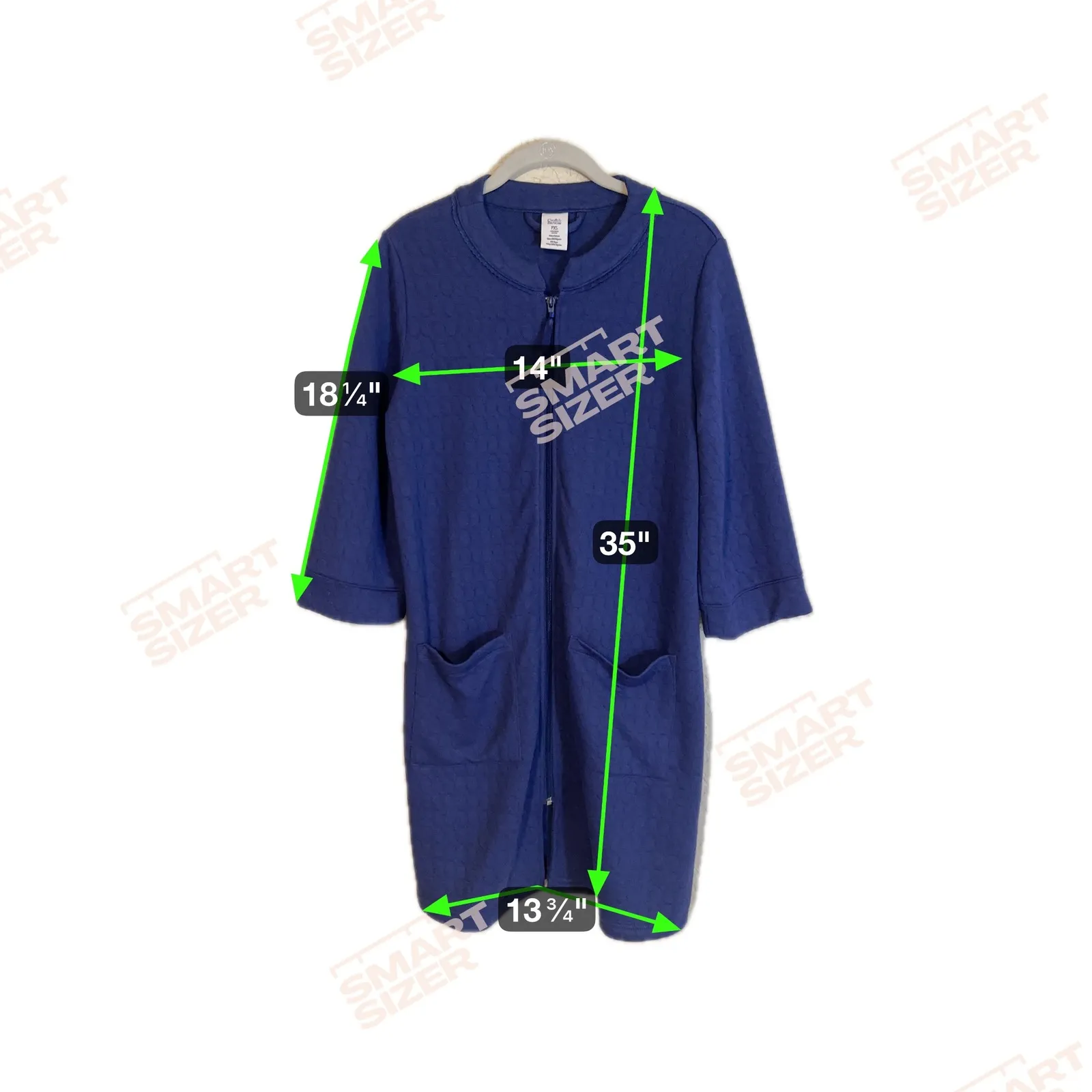 Croft & Barrow Petite Sleepwear Robe Zip Front‎ 3/4 Sleeve PXS Blue Duster NWT - Image 10