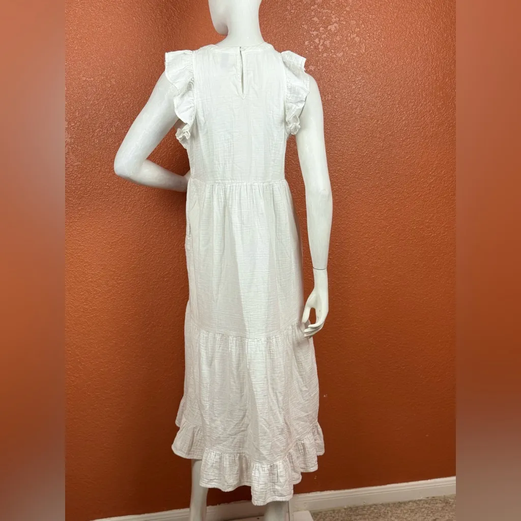 Universal Thread Cream 100% Cotton Long Sleeve Dress Size Medium - Image 8