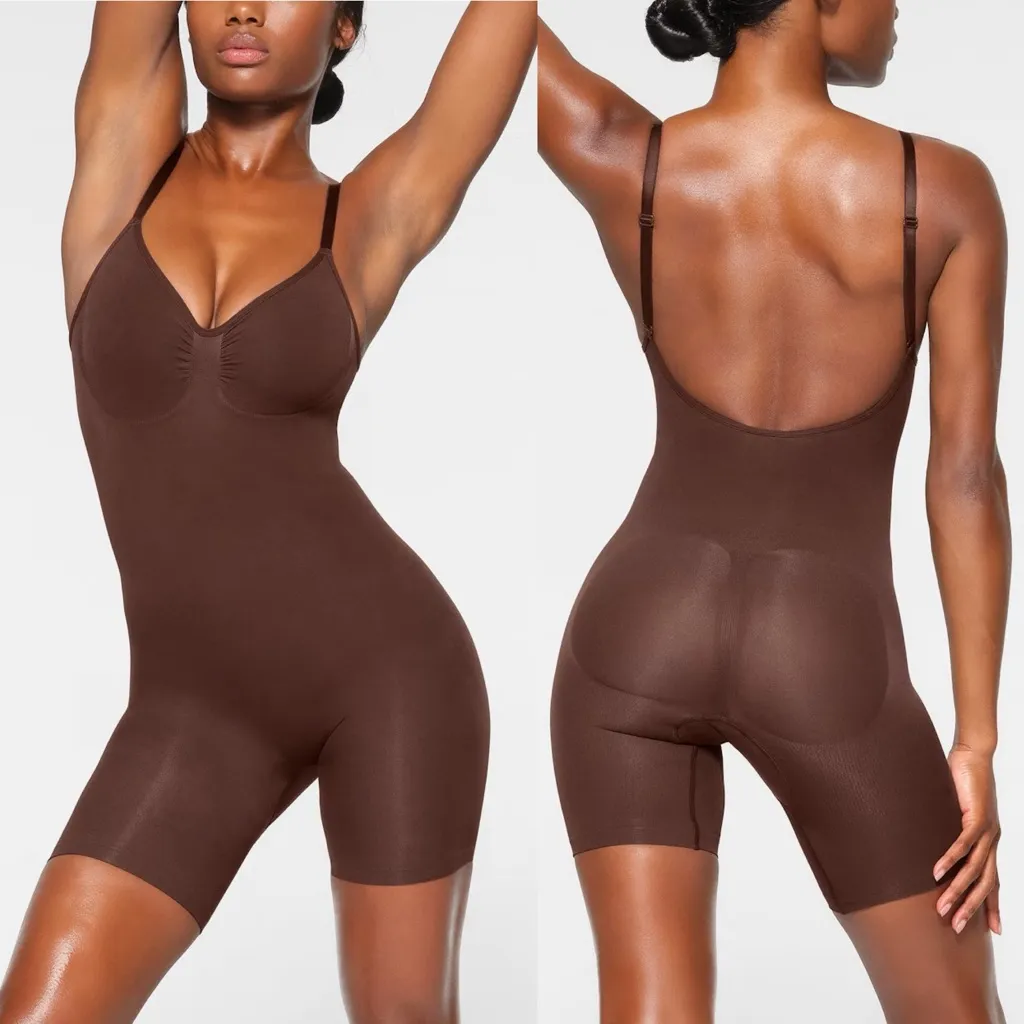 SKIMS, SEAMLESS SCULPT MID THIGH BODYSUIT NWOT‎ Cocoa brown size XL - Image 2