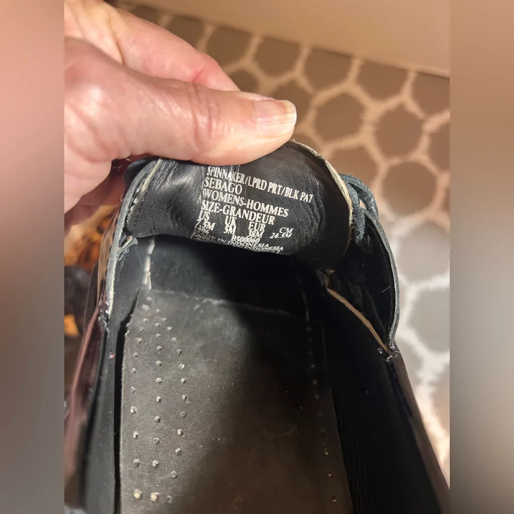 Sebago Dockside’s Spinnaker Leopard Print Flats with Black Patent Details 7.5 Brown - Image 15