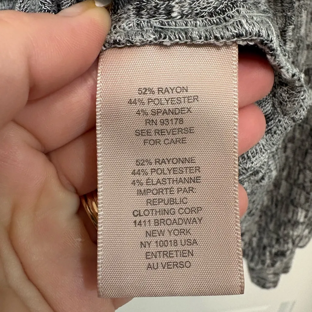 Philosophy Gray Long Sleeve Ribbed Knit Sweater Top Square Neck Marled Y2K Sz M - Image 8