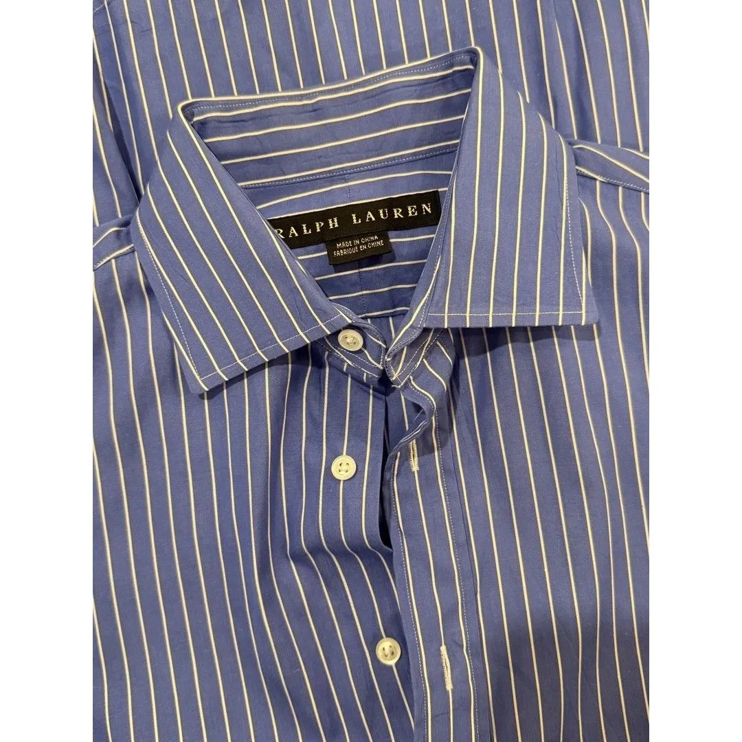 Ralph Lauren Womens Button Up Shirt Blue Pinstriped Slim Fit Long Sleeve Small - Image 3