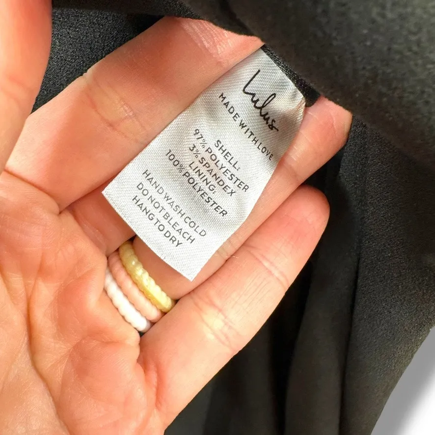 Lulus NWOT Enchanted Energy Black One-Shoulder Cutout Crepe Maxi Dress Medium - Image 9