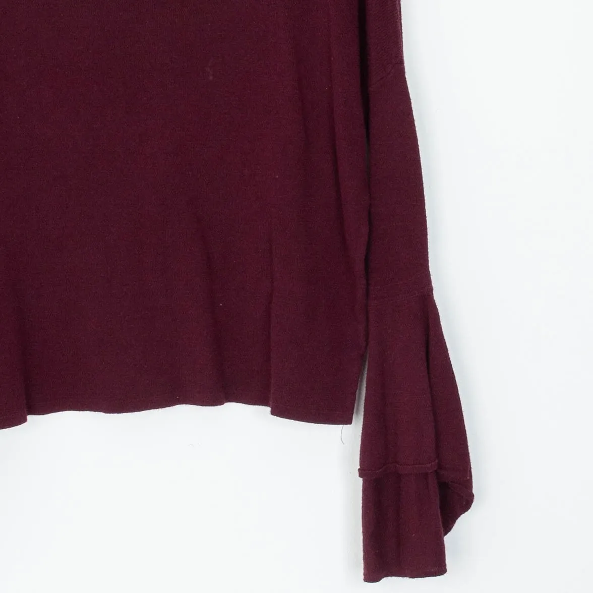 Express Womens Burgundy Bell Sleeve Boat Neck Knit Sweater Top Size M Minimalist - Image 3