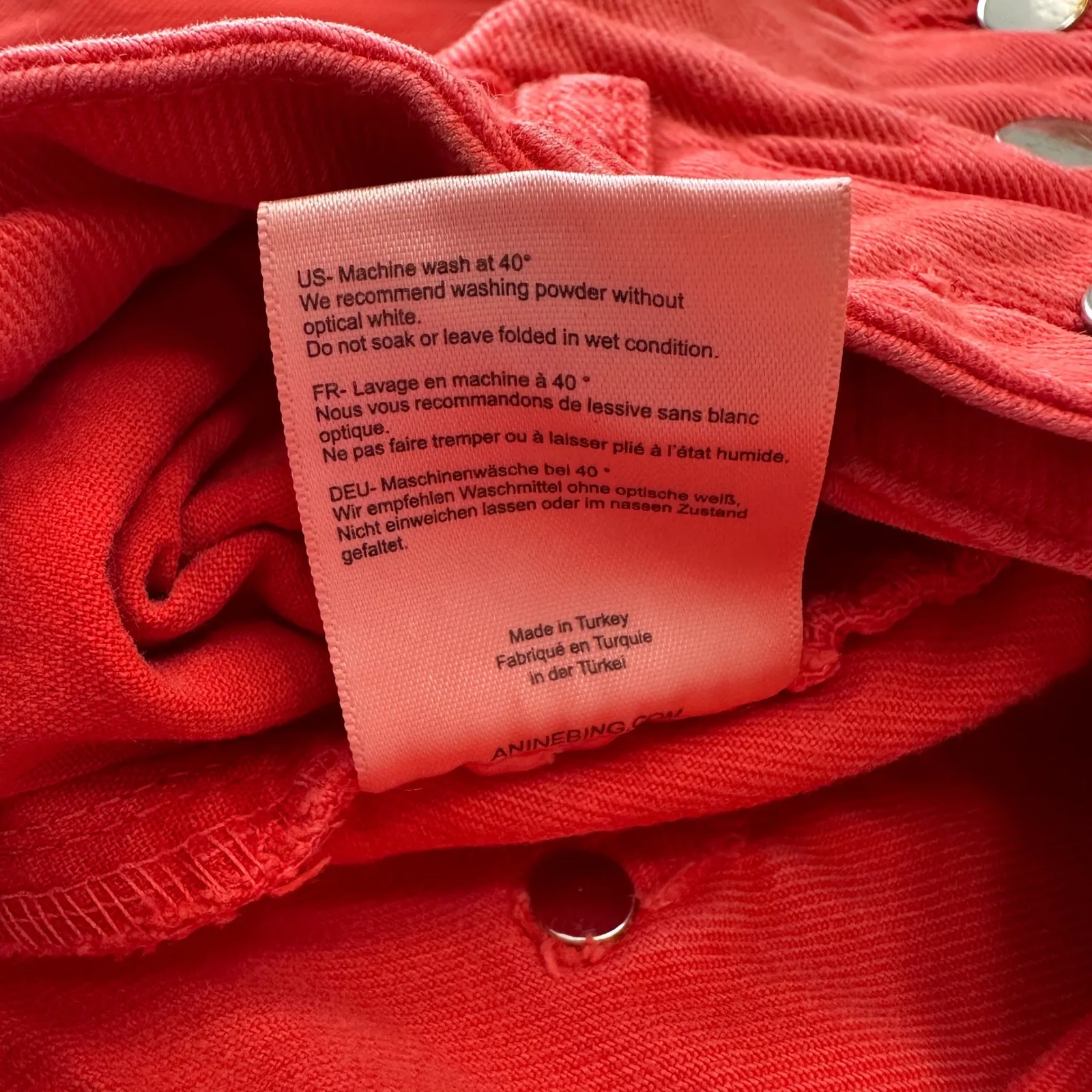 Anine Bing Denim Jeans Button Fly High Rise Orange Peach Women's Size 28 - Image 10