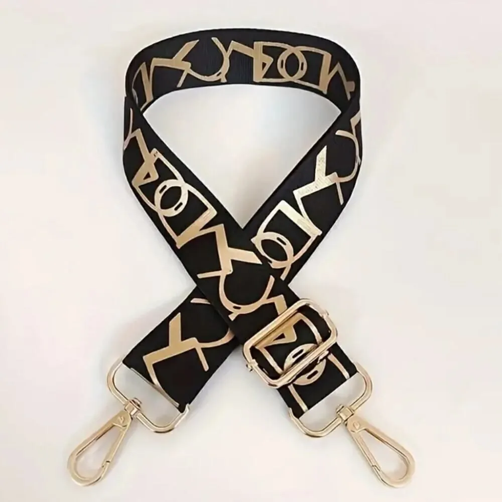 Adjustable Crossbody Bag Strap, Geometric Pattern Strap accessories bags Gold - Image 3