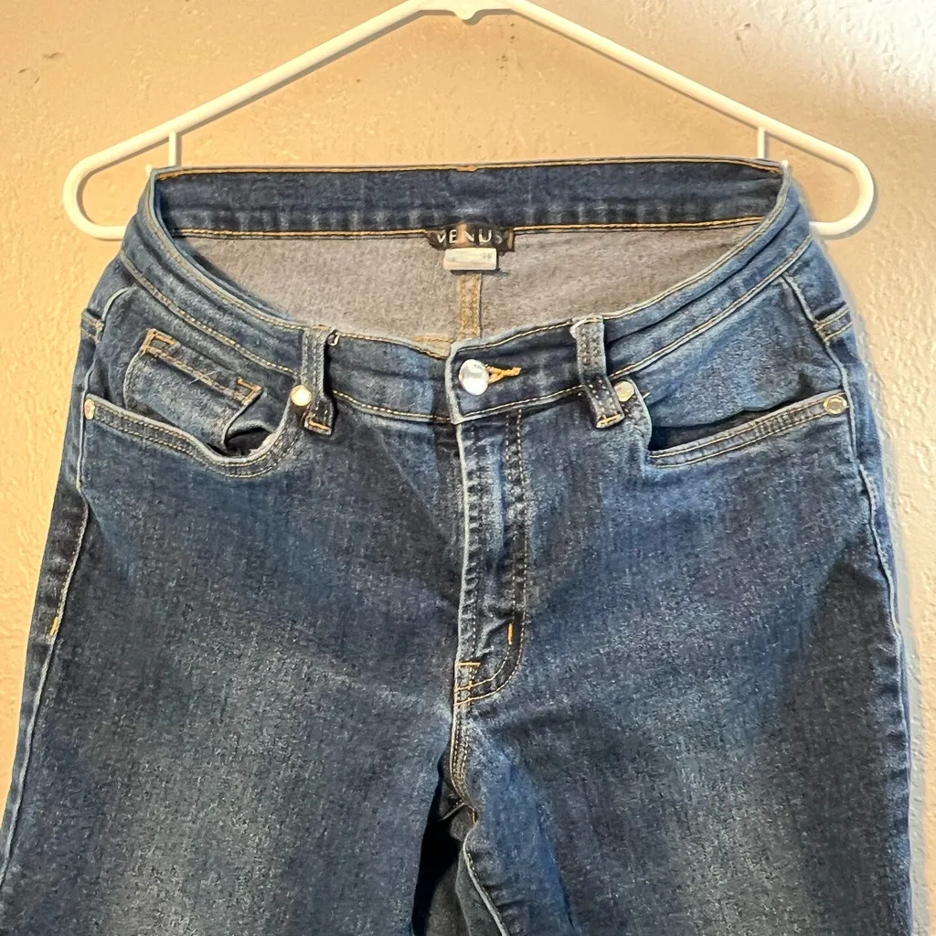 VENUS Blue Skinny Jeans Classic Style SZ 6 S Frayed Straight-Leg Cotton Pants - Image 4