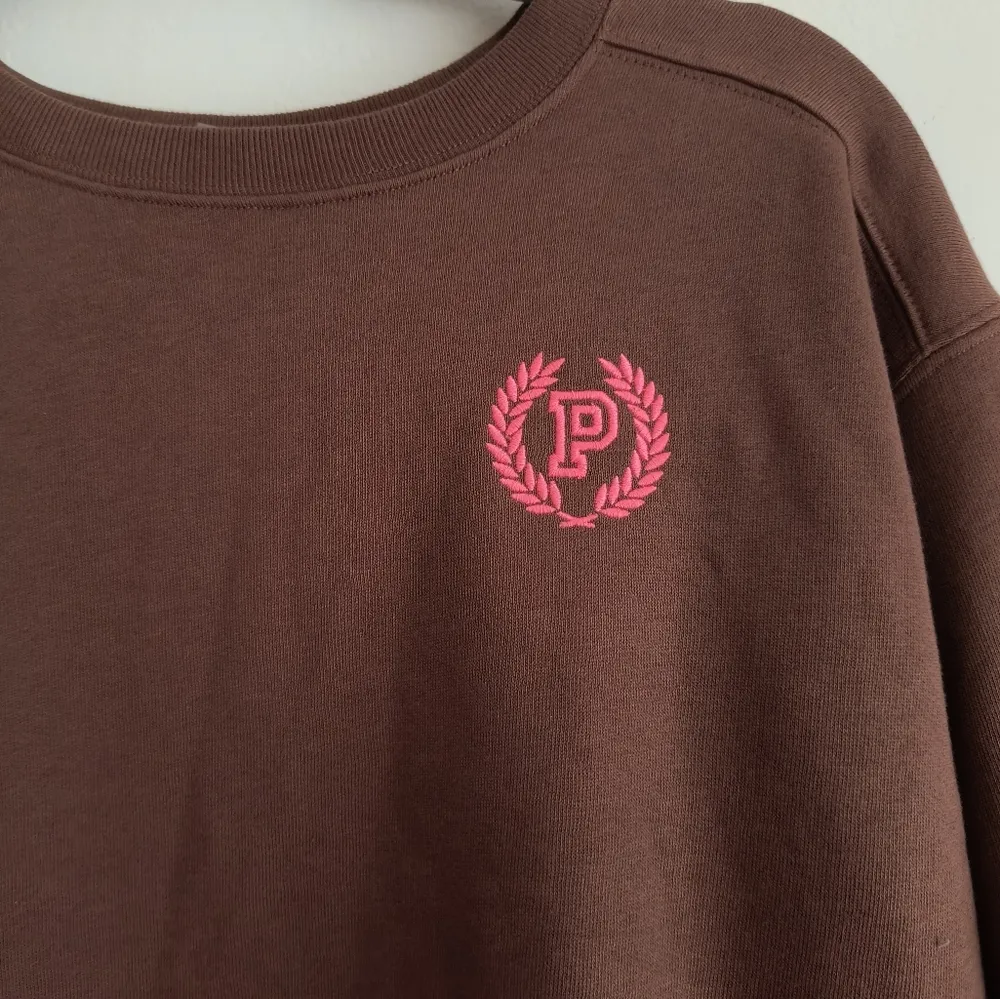 Pink VS  Brown Crewneck Sweatshirt with Pink Logo Small - Image 3