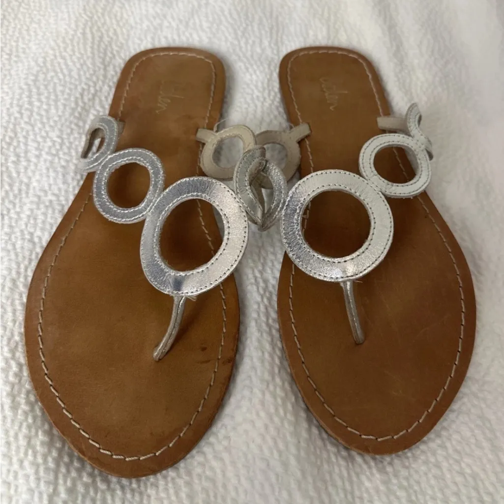 Boden Jillian Silver Sandals Thongs Sz 40/9.5 - Image 2