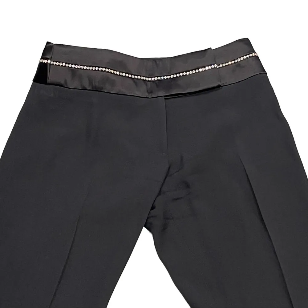Karen Millen Black Rhinestone Crystal Embellished Waist Dress Pants size 4 - Image 3