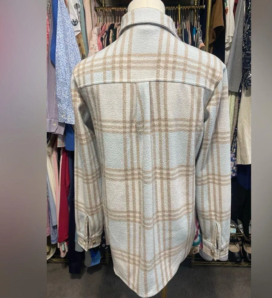 Member’s Mark Blue Tan Long Sleeve Polo Collar Button Down Shirt - Image 4