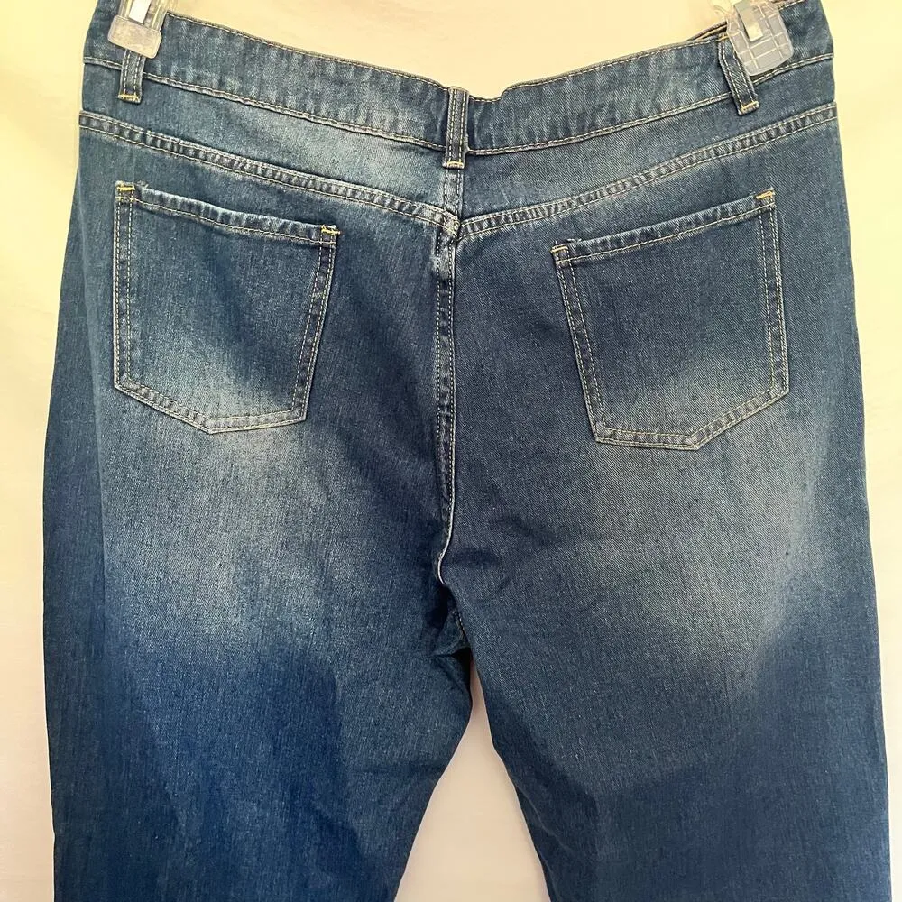 C.O.Z.Y Straight Leg Womens Jeans Size XL Denim Medium wash Light Distress New - Image 7
